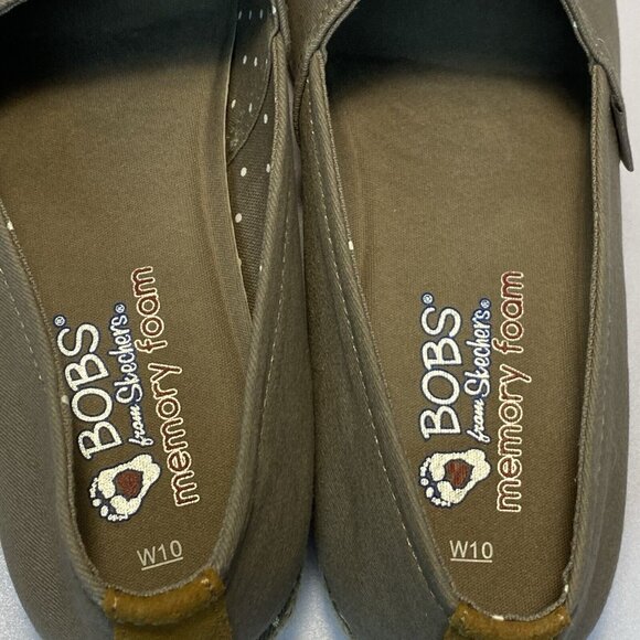Bobs By Skechers Women Size 10 Memory Foam Flats Tan Canvas - Picture 6 of 9